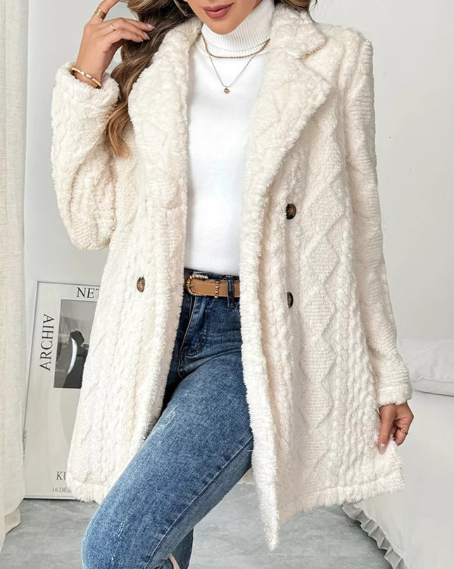 Fleece Double-Breasted Longline Coat