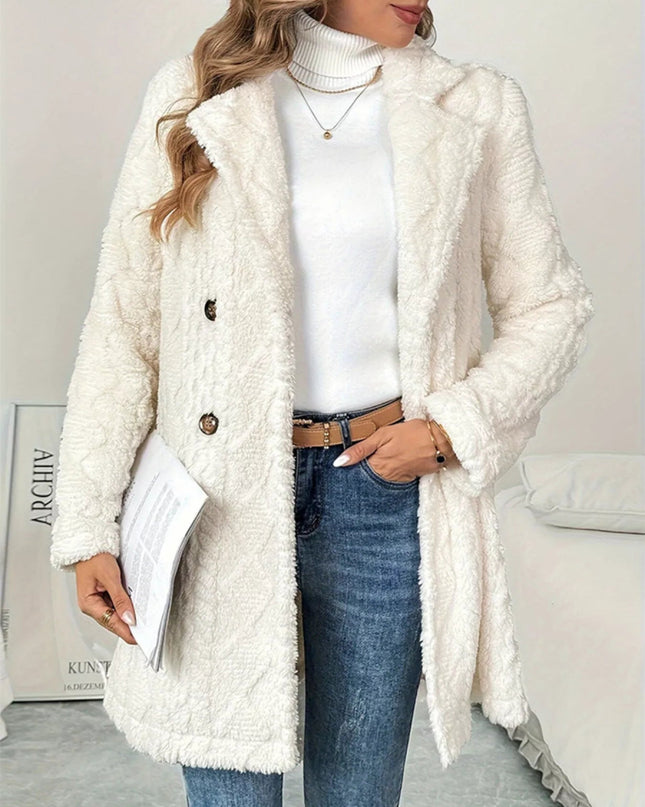 Fleece Double-Breasted Longline Coat