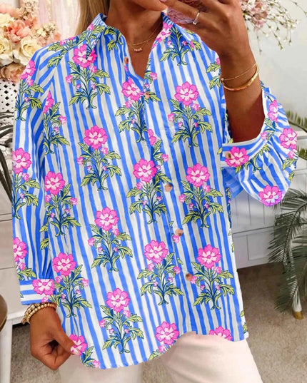 Floral Striped Shirt for Effortless Style and Versatile Fashion - Trendsi