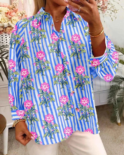 Floral Striped Shirt for Effortless Style and Versatile Fashion - Trendsi