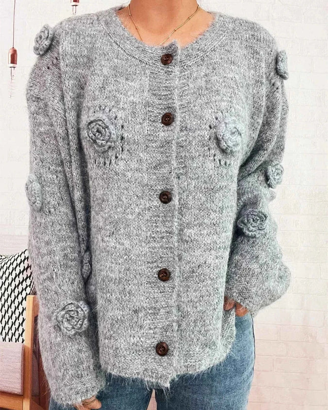 Flower Button - Up Cardigan - Trendsi