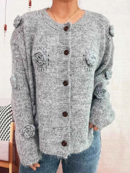 Flower Button-Up Cardigan
