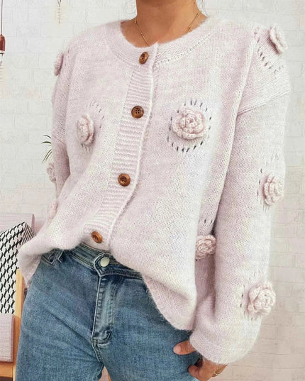 Flower Button - Up Cardigan - Trendsi