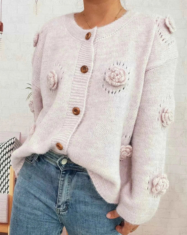 Flower Button - Up Cardigan - Trendsi