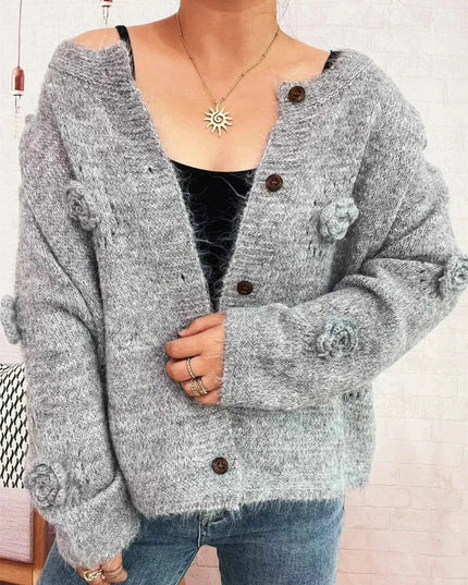 Flower Button - Up Cardigan - Trendsi