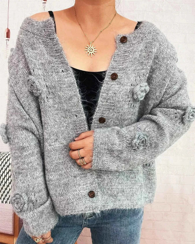 Flower Button - Up Cardigan - Trendsi