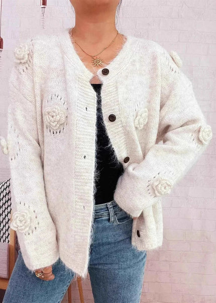 Flower Button - Up Cardigan - Trendsi