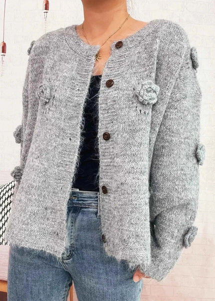 Flower Button - Up Cardigan - Trendsi