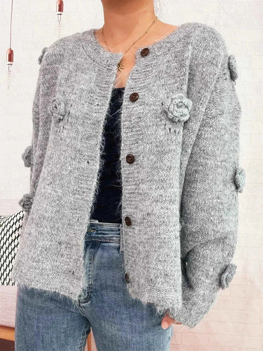 Flower Button-Up Cardigan