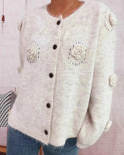 Flower Button - Up Cardigan - Trendsi