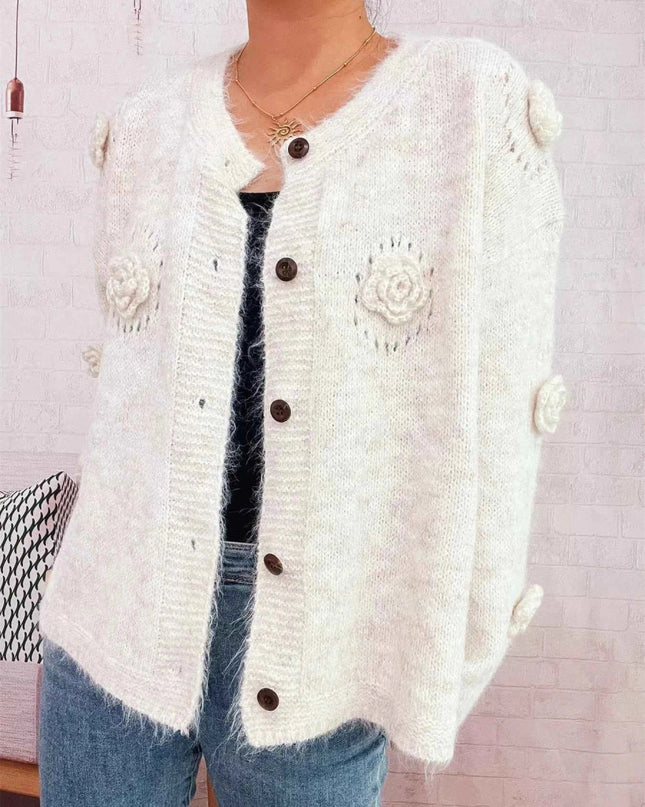 Flower Button - Up Cardigan - Trendsi
