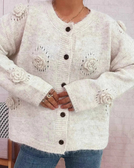 Flower Button - Up Cardigan - Trendsi