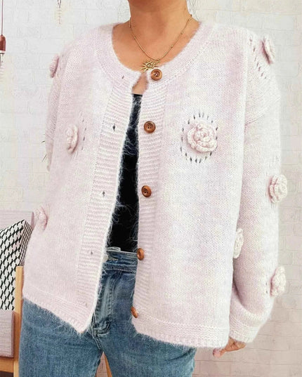 Flower Button - Up Cardigan - Trendsi