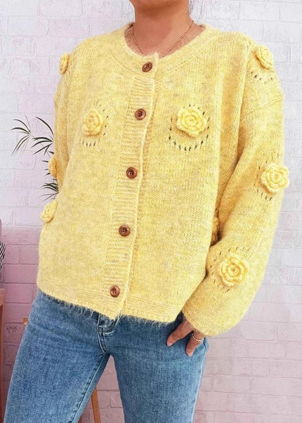Flower Button - Up Cardigan - Trendsi