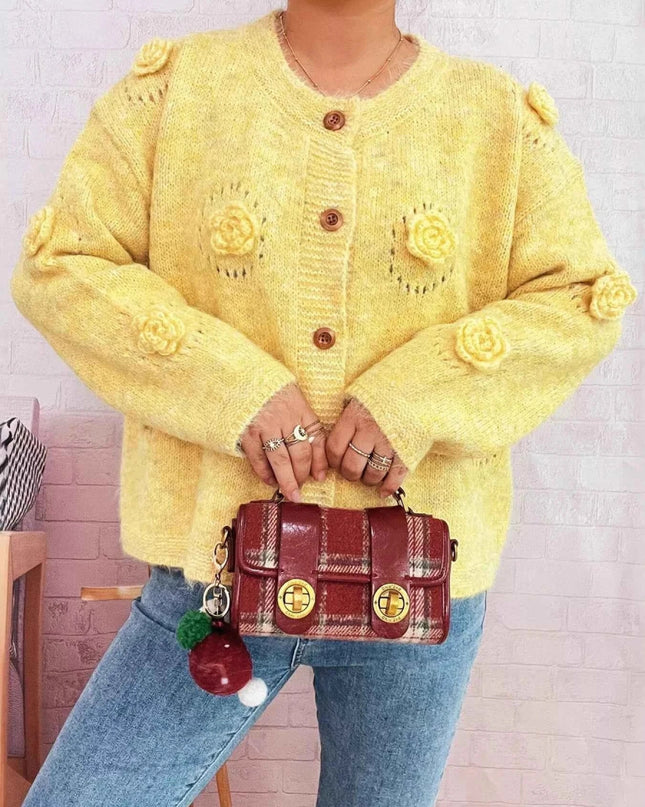 Flower Button - Up Cardigan - Trendsi