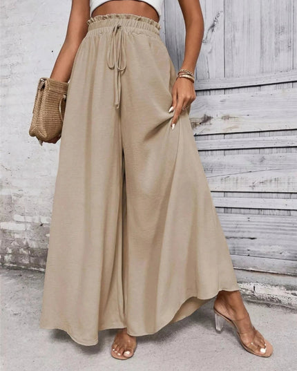 Frill Wide Leg Pants - Trendsi