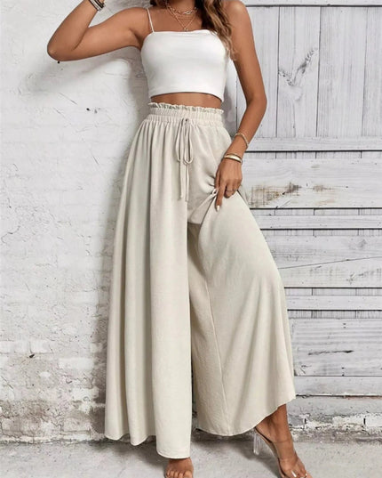 Frill Wide Leg Pants - Trendsi