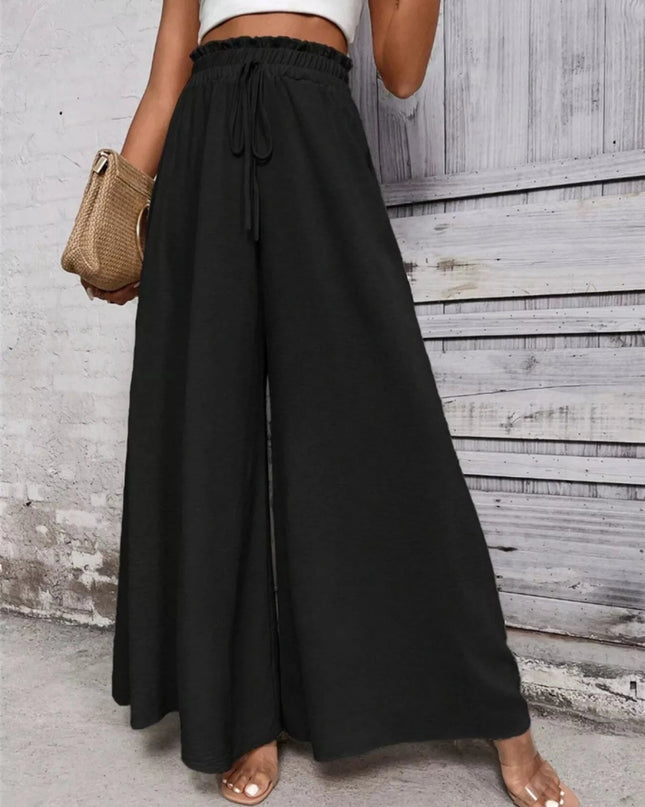 Frill Wide Leg Pants - Trendsi