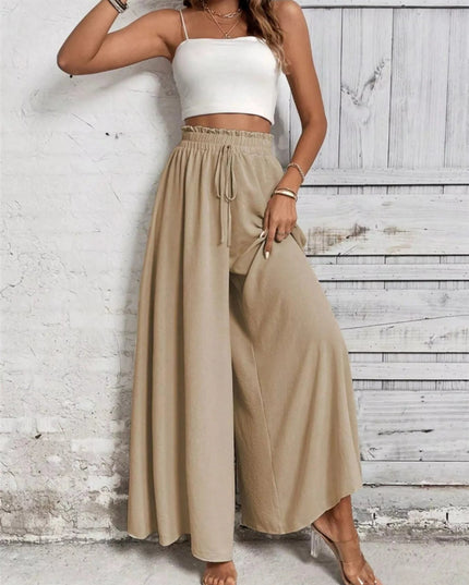 Frill Wide Leg Pants - Trendsi