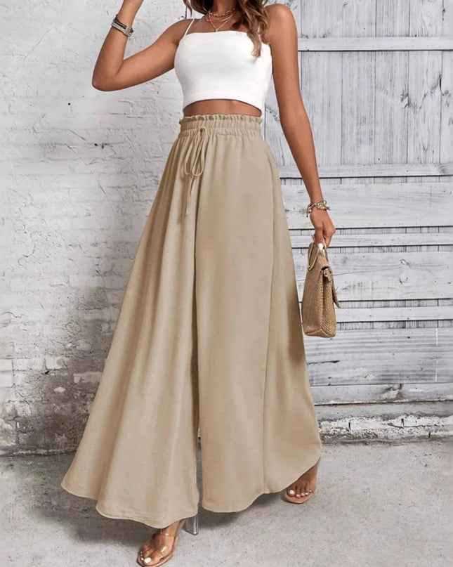 Frill Wide Leg Pants - Trendsi