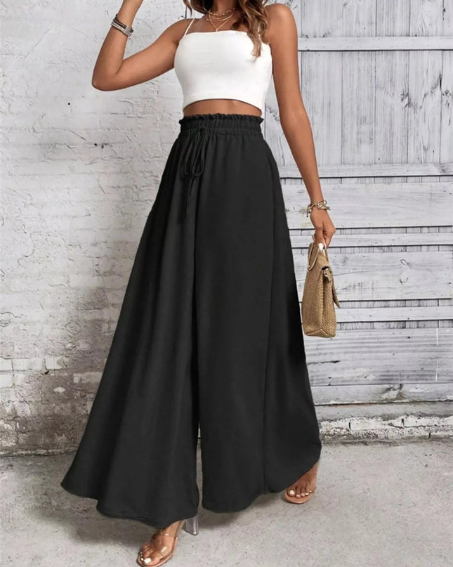 Frill Wide Leg Pants - Trendsi