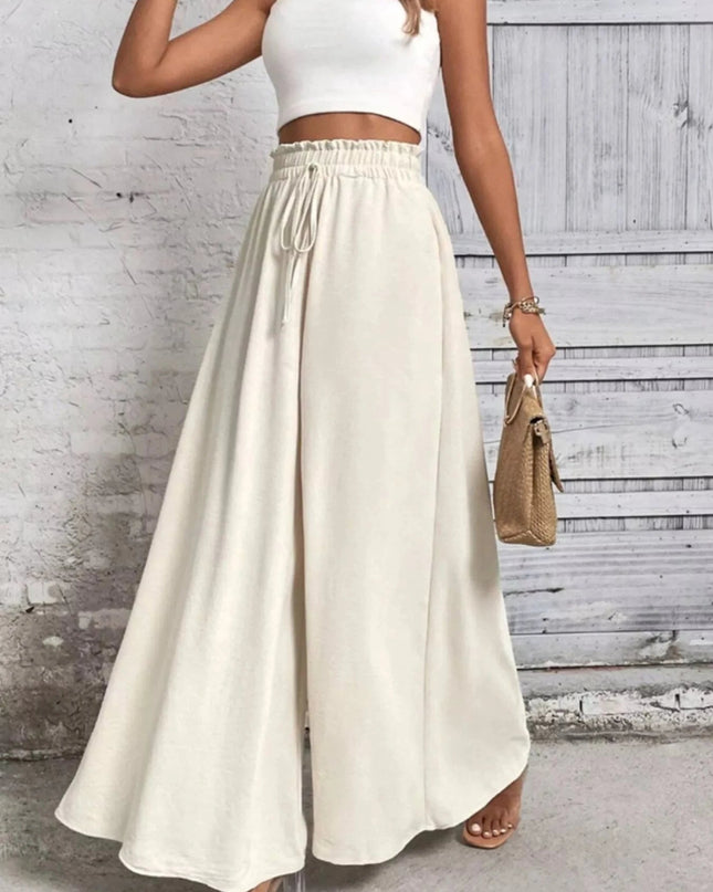 Frill Wide Leg Pants - Trendsi
