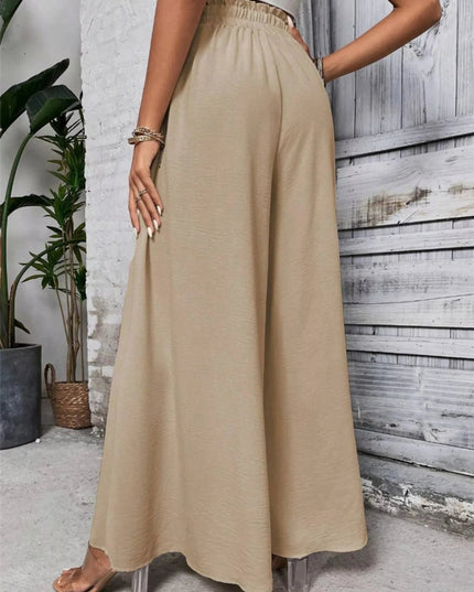 Frill Wide Leg Pants - Trendsi