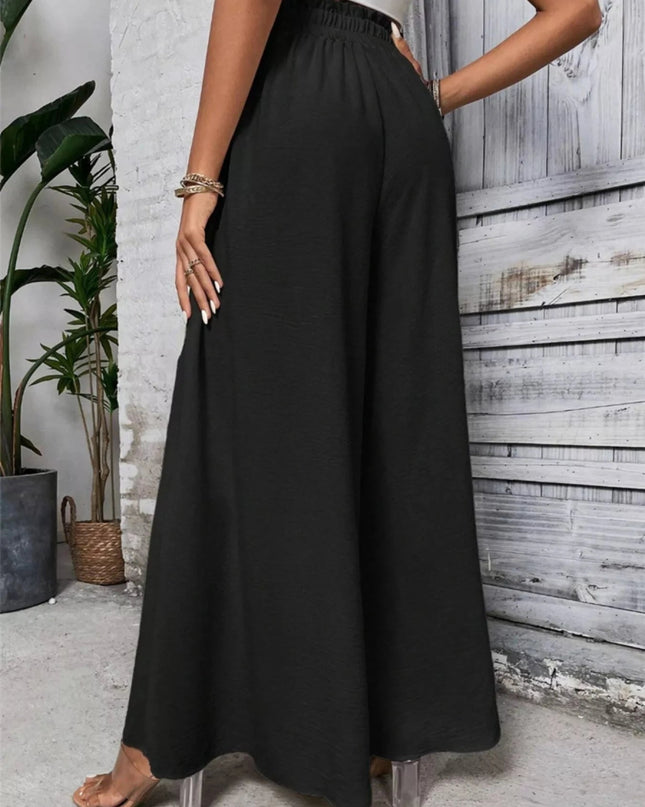 Frill Wide Leg Pants - Trendsi