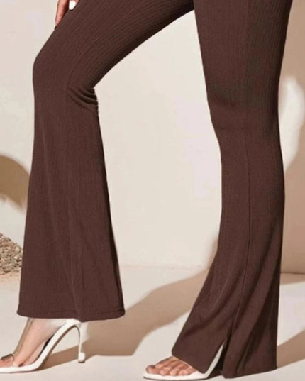 Full Size High - Waist Flare Active Pants Plus Size - Trendsi