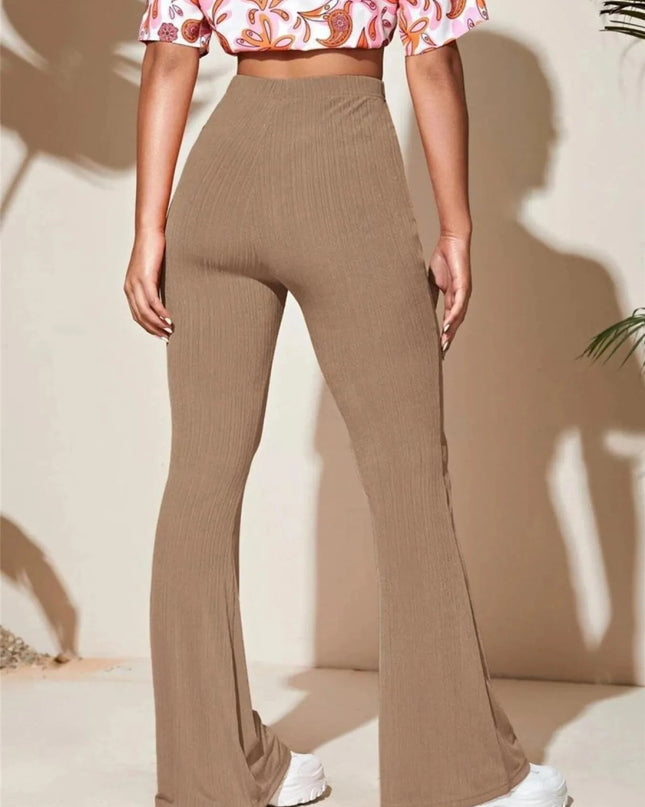 Full Size High - Waist Flare Active Pants Plus Size - Trendsi