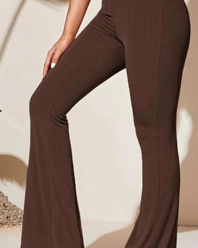 Full Size High - Waist Flare Active Pants Plus Size - Trendsi