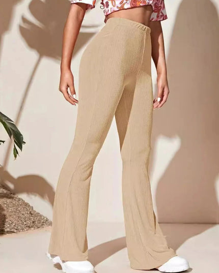 Full Size High - Waist Flare Active Pants Plus Size - Trendsi
