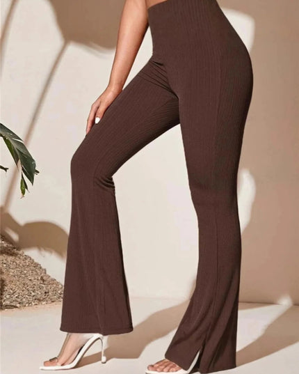 Full Size High - Waist Flare Active Pants Plus Size - Trendsi