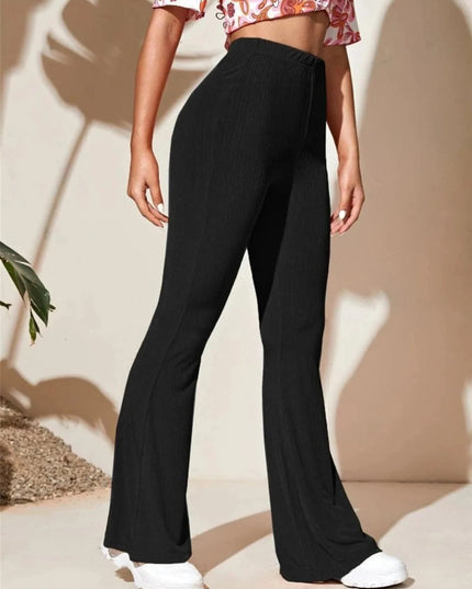 Full Size High - Waist Flare Active Pants Plus Size - Trendsi