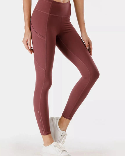 Full Size High - Waisted Active Leggings with Pockets Plus Size - Trendsi