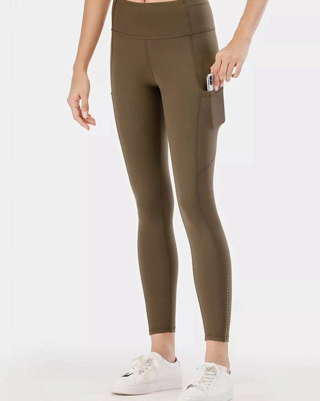 Full Size High - Waisted Active Leggings with Pockets Plus Size - Trendsi