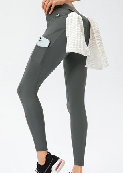 Full Size Slim Fit High Waist Long Sports Pants with Pockets - Trendsi