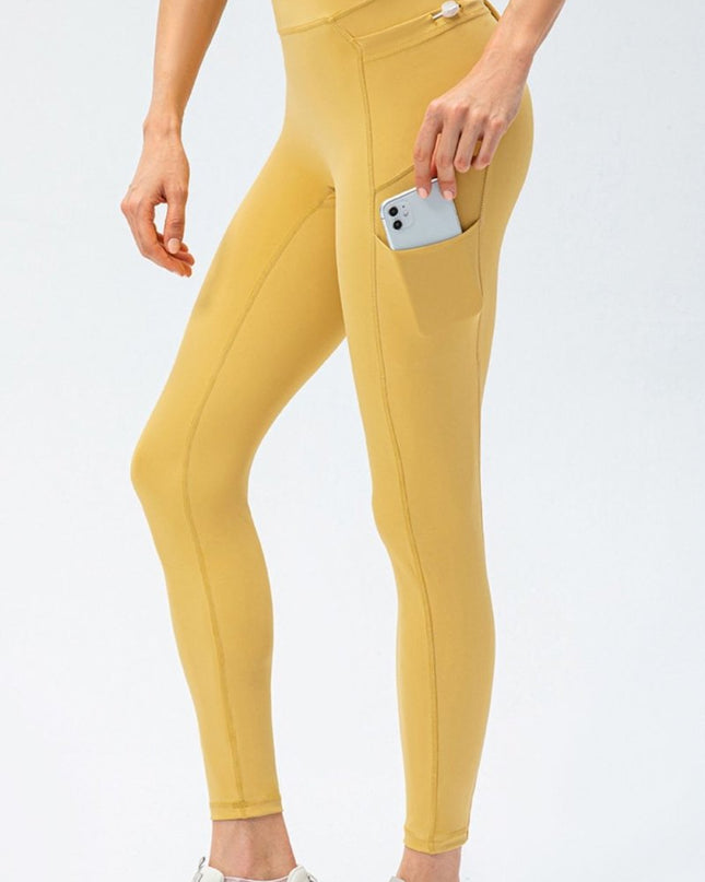 Full Size Slim Fit High Waist Long Sports Pants with Pockets - Trendsi