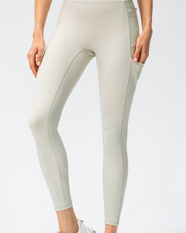 Full Size Slim Fit High Waist Long Sports Pants with Pockets - Trendsi