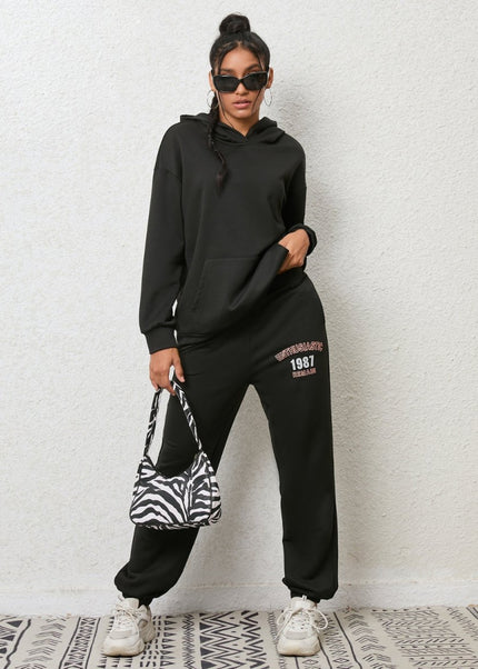 Graphic Hoodie and Sweatpants Set - Trendsi