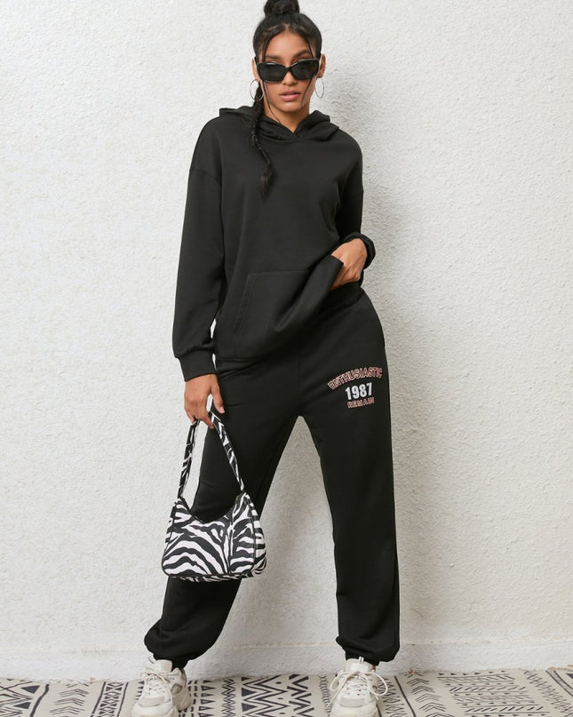 Graphic Hoodie and Sweatpants Set - Trendsi