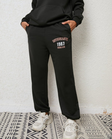 Graphic Hoodie and Sweatpants Set - Trendsi