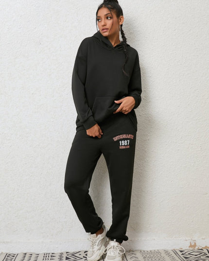 Graphic Hoodie and Sweatpants Set - Trendsi