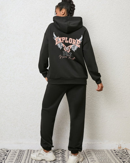 Graphic Hoodie and Sweatpants Set - Trendsi