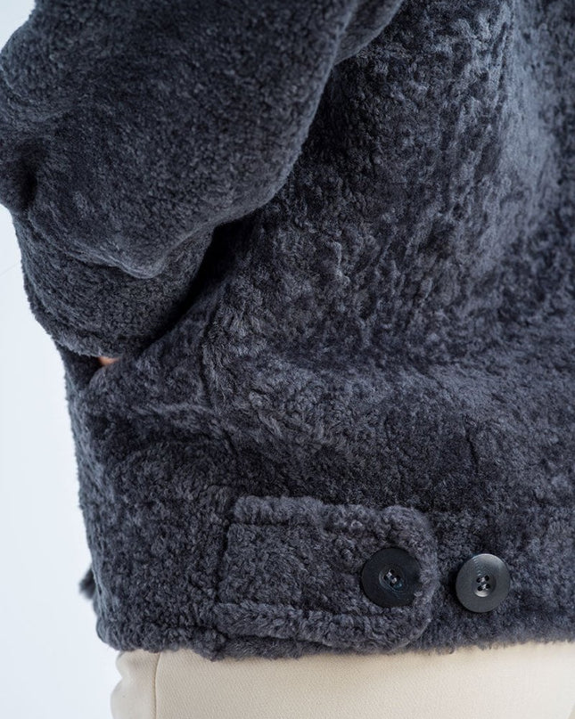 Gray Natural Sheepskin Shearling Jacket - Fur Jackets - Buy Me Fur Ltd