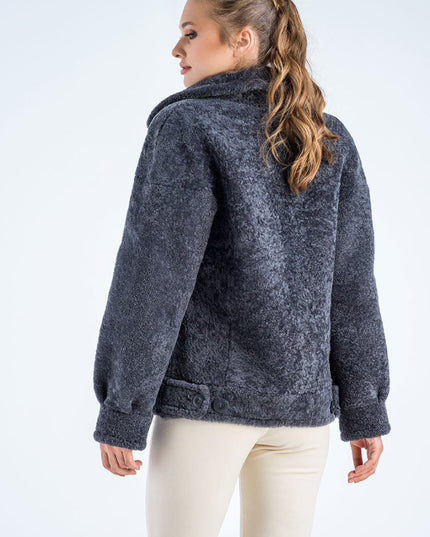 Gray Natural Sheepskin Shearling Jacket - Fur Jackets - Buy Me Fur Ltd