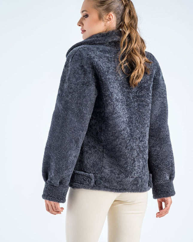 Gray Natural Sheepskin Shearling Jacket - Fur Jackets - Buy Me Fur Ltd