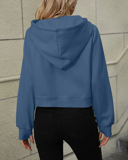 Half - Zip Hoodie with Kangaroo Pocket - Trendsi