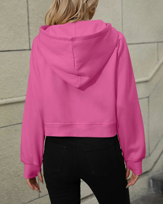 Half - Zip Hoodie with Kangaroo Pocket - Trendsi