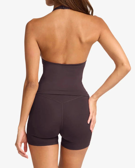 Halter Neck Cami and Shorts Active Set - Trendsi